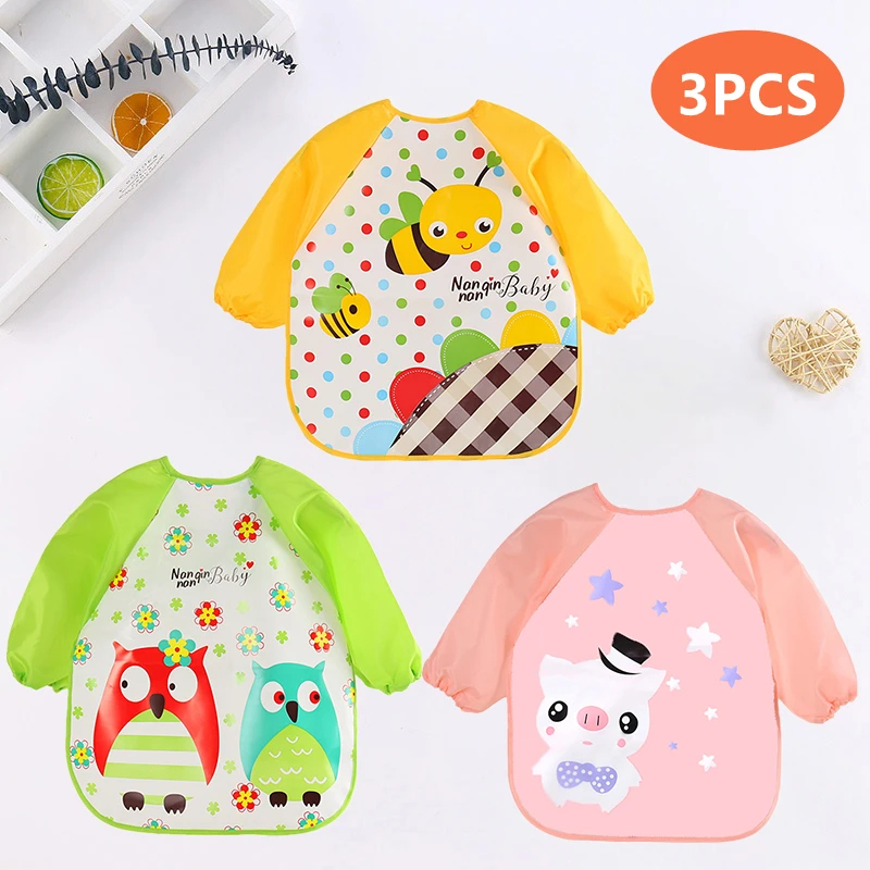 Baby Food Apron - 아기 Bibs 귀여운 다채로운 만화 방수