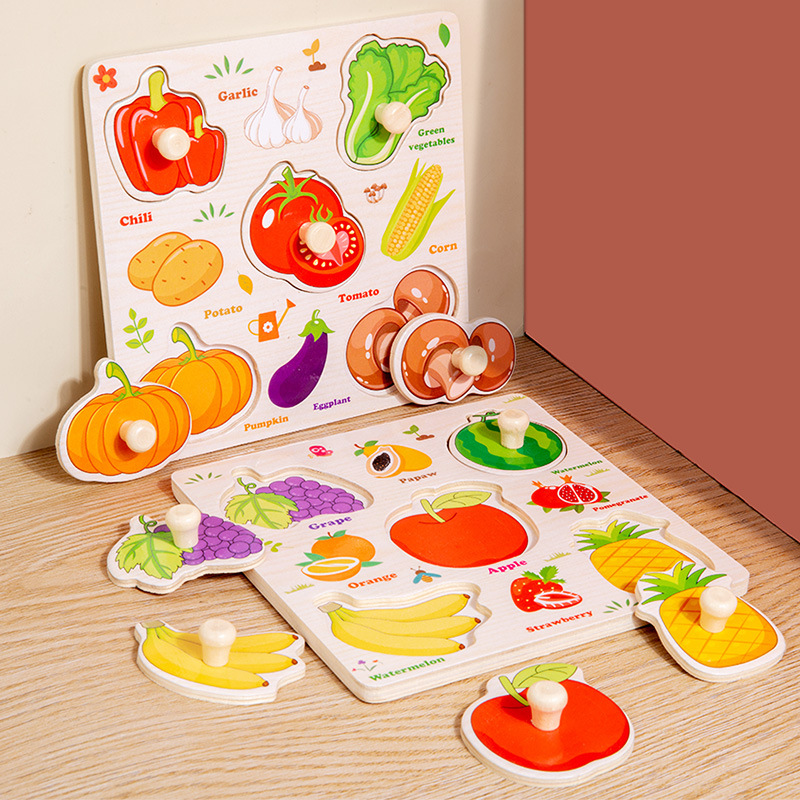 몬테소리 나무 퍼즐 어린이를위한 장난감 손 퍼즐 생활  - Baby Food Eat 리뷰 및 가격