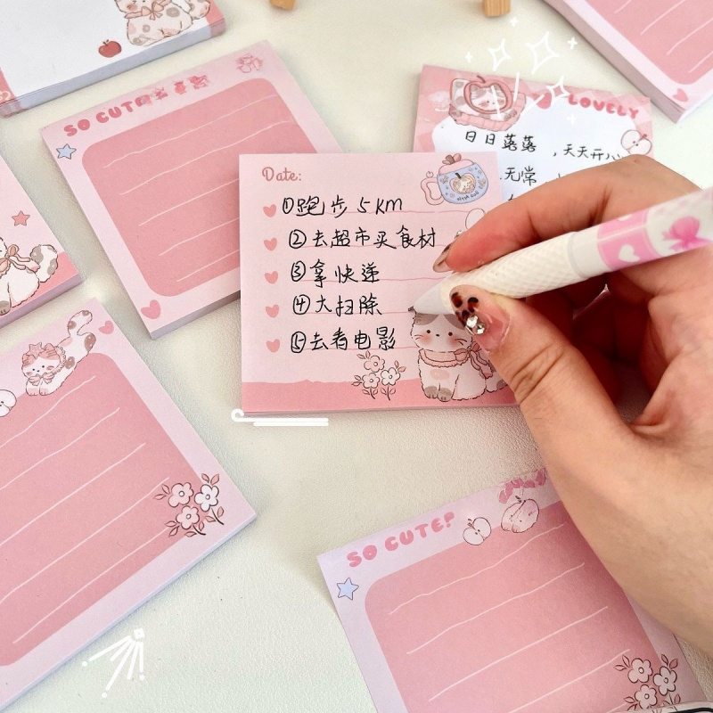 50페이지/책 핑크 그린 키튼 스티커 노트, DIY 자 - Baby Food List 리뷰 및 가격